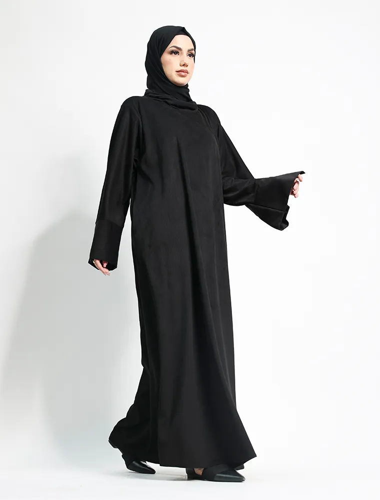 Black Suede Feel Stretch Abaya